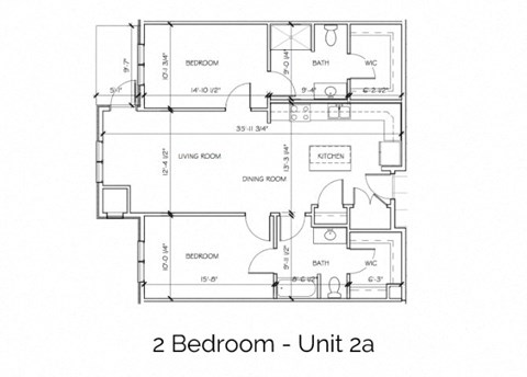 Floor plan for 2 beds, 2 baths, 1080 sqft